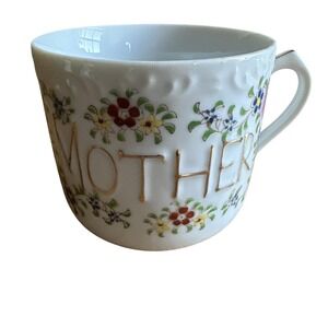 Vintage Mother Coffee Tea Cup Mug Gold Floral Embossed Japan
